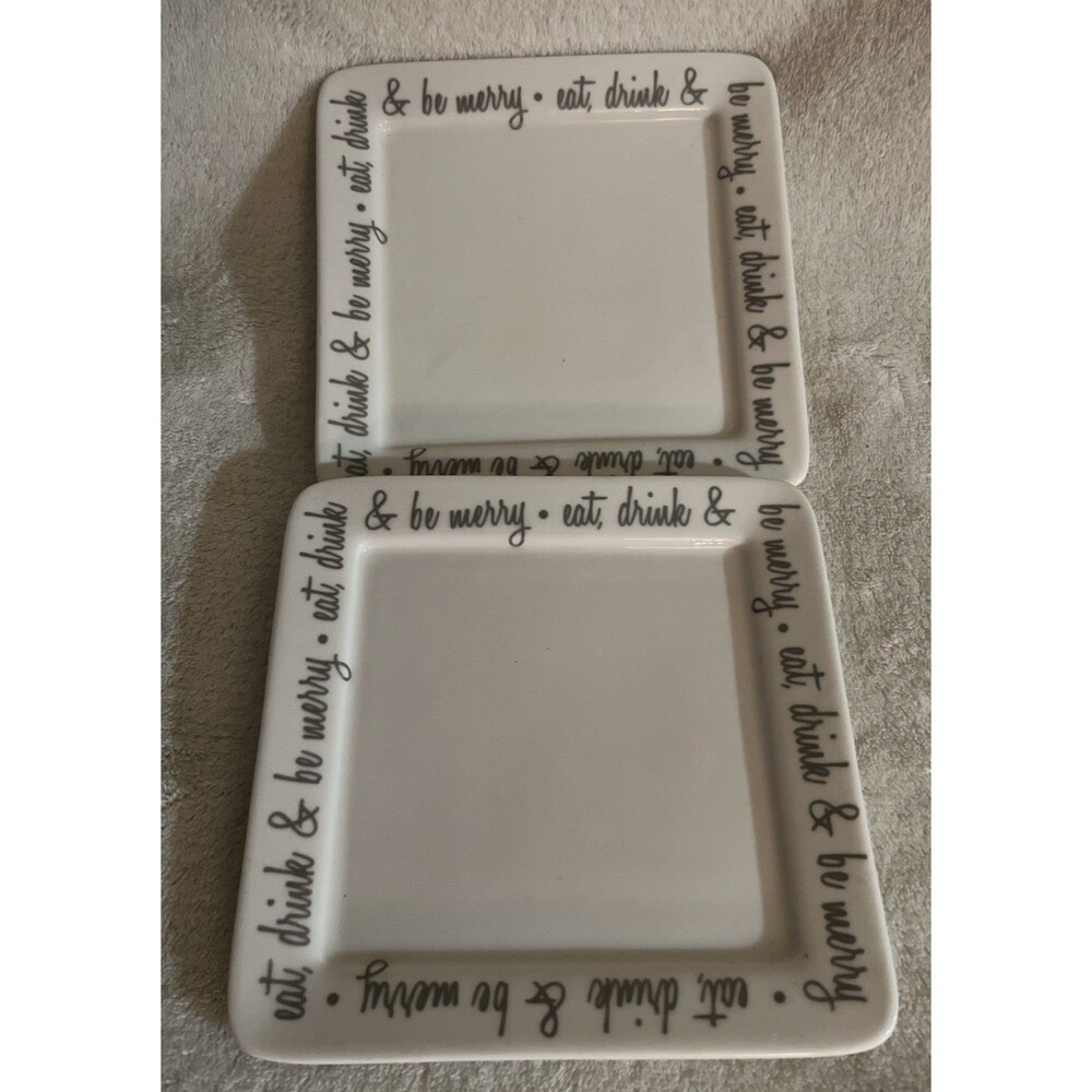 Simple Serve by Ciroa  Square Dessert Appetizer Tray 6" x 6" White Gray Cursive